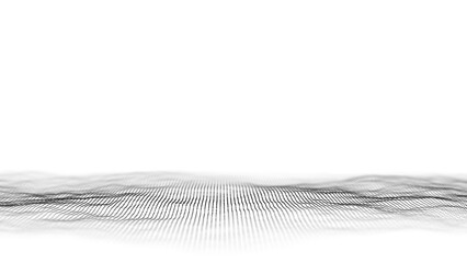 Wall Mural - Abstract wave with black points and lines on white background. Science background with moving dots. Network connection technology. Digital structure with particles. 3d rendering.
