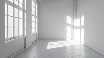 Wall Mural - empty white room with window minimalist interior view bright and airy