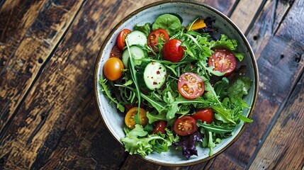 Wall Mural - bowl of vegetable salad, vegan food concept