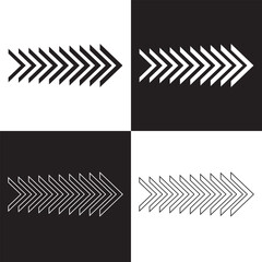 Wall Mural - Arrow icons group. Set of black arrows symbols with blend effect used in web and template. Chevron symbols. Vector isolated on white and black background. vector  illustration .Eps10.