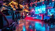 © Jelena - modern video camera recording tv studio interview blurred background mass media technology concept
