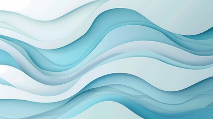 Wall Mural - Abstract light blue waves paper art background vector image