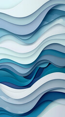 Wall Mural - Abstract light blue waves paper art background vector image