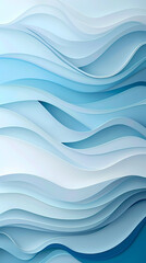 Wall Mural - Abstract light blue waves paper art background vector image