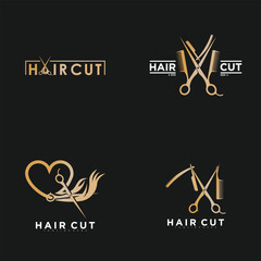 Canvas Print - Set haircut logo design vector with creative concept