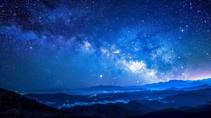 Beautiful night sky with stars and milky way background, blue color, high resolution, highly detailed, sharp focus, stock photo