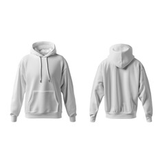 Blank White Hoodie Mockup Template Front and Back Isolated transparent, Generative AI 