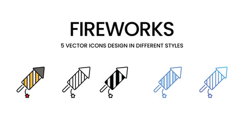 Canvas Print - Fireworks icons vector set stock illustration.