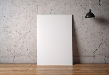 Wall Mural - white blank rectangular frame attached to the wall, note paper, poster, canvas, copy space