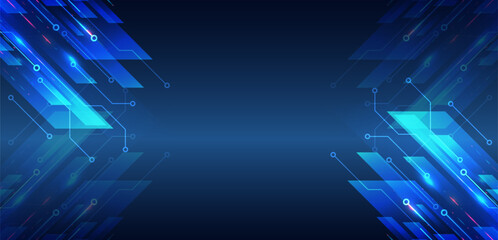 Cyber security internet and networking concept. Abstract global sci fi concept. Digital internet communication on blue background Hi-tech vector illustration with various technology elements.
