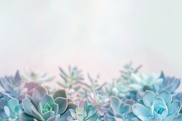 Wall Mural - Pastel Succulent Border with Soft Tones