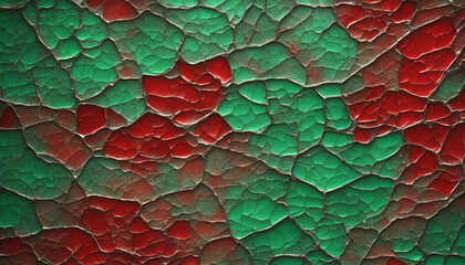 Wall Mural - red green cracked enamel texture, crackle art background