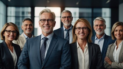 Wall Mural -  Smiling professional business leaders and employees group team portrait