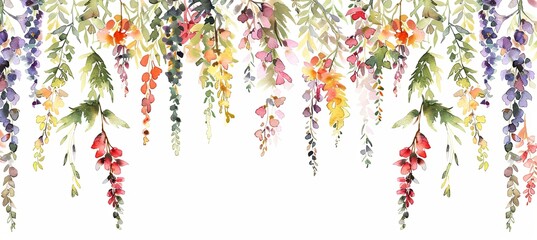 Wall Mural - Rustic Hanging Wildflower Watercolor Pattern