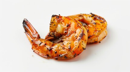 Wall Mural - grilled shrimp Isolated on white background. concept of food menu for designer.