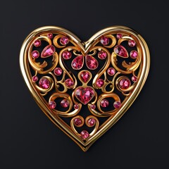 Wall Mural - Ornate Heart Pendant with Red Gemstones