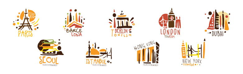 Sticker - Tourism and Travel Destination Logo and Label Design Vector Set