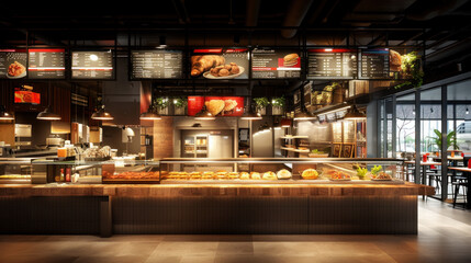 Wall Mural - Modern fast food cafe interior