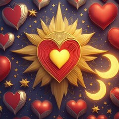 3d sun and moon love