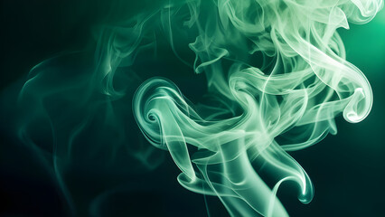 Wall Mural - Abstract Smoke Trails Swirling on a Smoky green Background