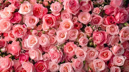 Wall Mural - wall of pink roses, rose wall backdrop for wedding or party, pink rose background, pink roses pattern