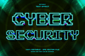 Wall Mural - Cyber Security 3d Editable Text Effect Template Style Premium Vector