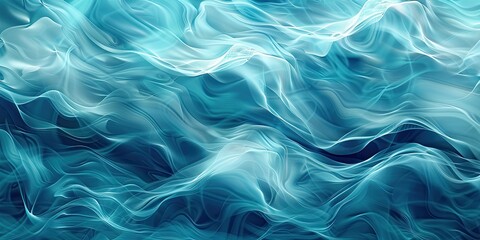 Wall Mural - a image of a blue and white abstract painting of waves