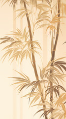 Wall Mural - Golden bamboo leaves and branches pattern