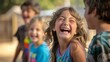 © Chuemon - Kids playing a game during recess, laughing and having fun together.