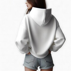 A woman wearing a white hoodie highquality unique optimized engaging Artistic unique.