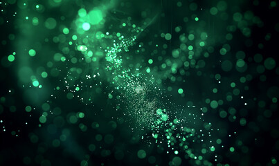 Wall Mural - a dark background with green pixel particles flying around in the center of it, creating an abstract