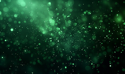 Wall Mural - a dark background with green pixel particles flying around in the center of it, creating an abstract