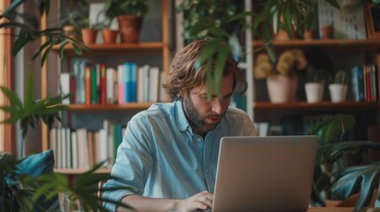 Wall Mural - the man working on laptop