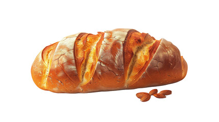 Wall Mural - A golden brown loaf of bread with almonds