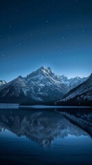 Sticker - Mountains reflecting on calm water at night