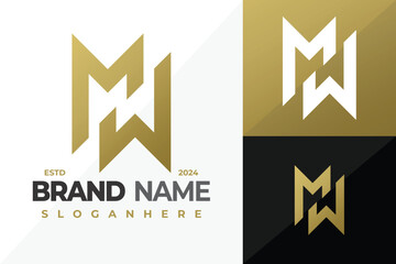 Letter MW Monogram logo design vector symbol icon illustration
