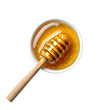 © Oksana - Wooden dipper stick with honey top view isolated on transparent background