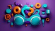 © NeeArtwork - Vibrant music flat design top view summer party theme cartoon drawing Complementary Color Scheme