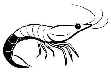 Poster - shrimp line art silhouette vector illustration