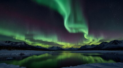aurora borealis over the river