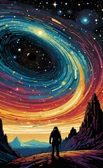 Wall Mural - Illustration of the Andromeda galaxy in space.