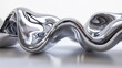 © Валерія Дємідова - 3D render of fluid metal shapes, twisted silver and shiny chrome, isolated on white background, in the style of close
