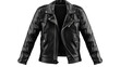 © FMSTUDIO - A black leather motorcycle jacket isolated on a white background