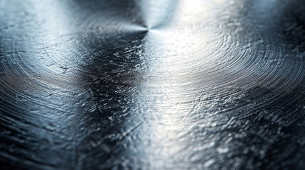 Wall Mural - A close-up image of a polished metal surface with circular patterns and texture highlighted by soft light reflections.