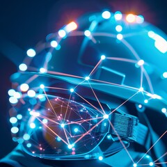 Wall Mural - abstract technology background with glowing lights and lines