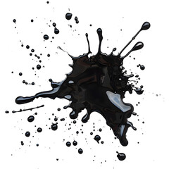 Wall Mural - Ink, black liquid splat. Blotter spot, liquid paint drop splash isolated on transparent  background