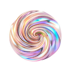 Wall Mural - Holographic flowing liquid swirl isolated on transparent background