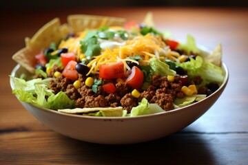 Colorful Taco salad healthy. Lunch dinner. Generate Ai