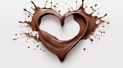 Wall Mural - Sweet Chocolate and Milky Heart Splash in 3D - Clipping Path Enabled. Stock Illustration Background.