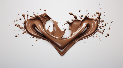 Wall Mural - Sweetheart Chocolate and Milk Splash in Heart Shape - Clipping Path 3D Illustration for Valentine's Day | Stock Photo